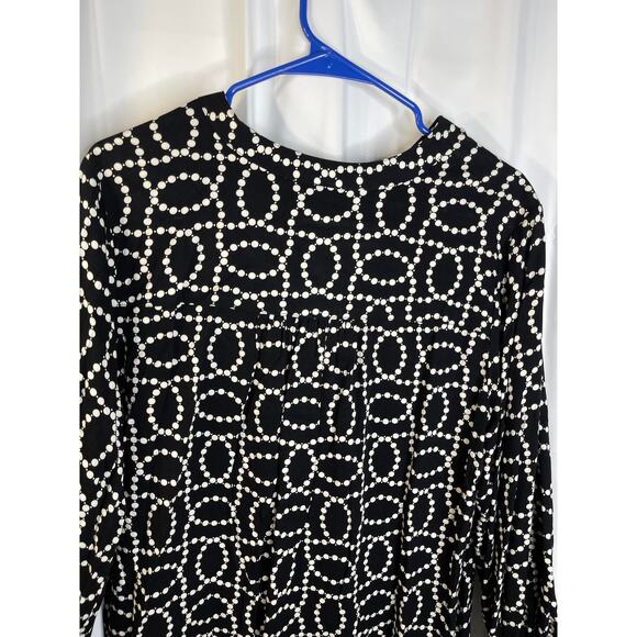 H&M top dress tunic women's small but oversize black white button up look - Picture 6 of 16
